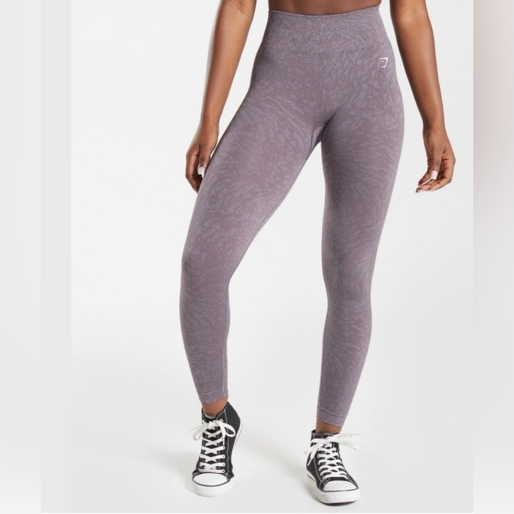 Gymshark Seamless High-Waist Leggings Animal Print - Dusty Mauve, Size XL